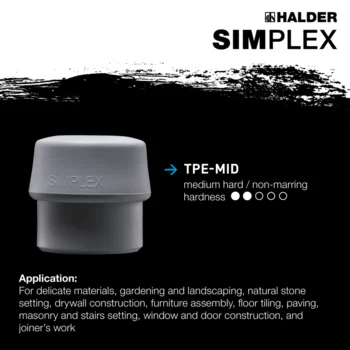                                             SIMPLEX soft-face mallets TPE-mid / plastic; with cast iron housing and high-quality wooden handle
 IM0015103 Foto ArtGrp Zusatz en
