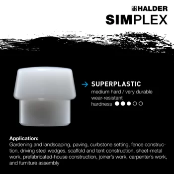                                             SIMPLEX soft-face mallets Superplastic; with cast iron housing and high-quality extra short wooden handle
 IM0015355 Foto ArtGrp Zusatz en
