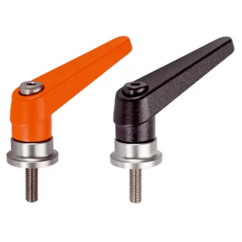 Adjustable Clamping Levers with axial bearing from stainless steel, with screw
