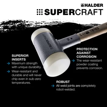                                             SUPERCRAFT soft-face mallets with vibration-reducing, ergonomic and varnished Hickory handle
 IM0015205 Foto ArtGrp Zusatz en
