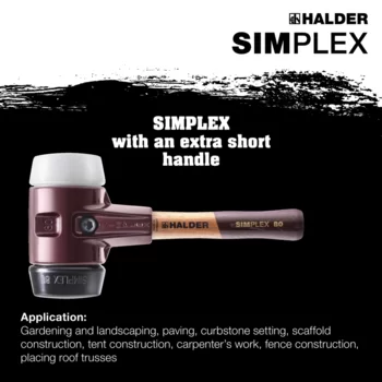                                             SIMPLEX soft-face mallets Rubber composition / superplastic; with cast iron housing and high-quality extra short wooden handle
 IM0015261 Foto ArtGrp Zusatz en
