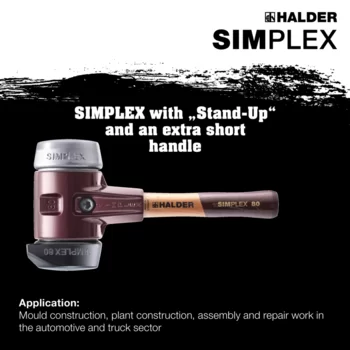                                             SIMPLEX soft-face mallets Rubber composition, with "Stand-Up" / Soft metal; with cast iron housing and high-quality extra short wooden handle
 IM0015269 Foto ArtGrp Zusatz en
