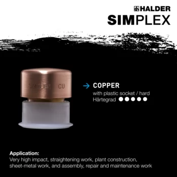                                             SIMPLEX soft-face mallets Copper; with reinforced cast iron housing and fibre-glass handle
 IM0015358 Foto ArtGrp Zusatz en
