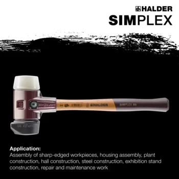                                             SIMPLEX soft-face mallets Rubber composition, with "Stand-Up" / Nylon; with cast iron housing and high-quality wooden handle
 IM0015371 Foto ArtGrp Zusatz en
