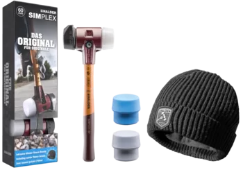                                             SIMPLEX Plus Box SIMPLEX soft-face mallet D60, rubber composition with "stand-up" / superplastic as well as one TPE-soft and one TPE-mid insert plus winter cap
 IM0013408 Foto Uebersicht
