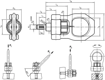                                             Threaded Lifting Pins self-locking, with rotatable shackle - INCH
 IM0012827 Zeichnung
