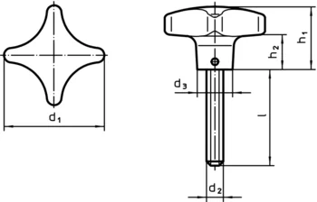                                             Vo­lants à croi­sillon à tige fi­le­tée similaire DIN 6335, inox A4
 IM0013381 Zeichnung
