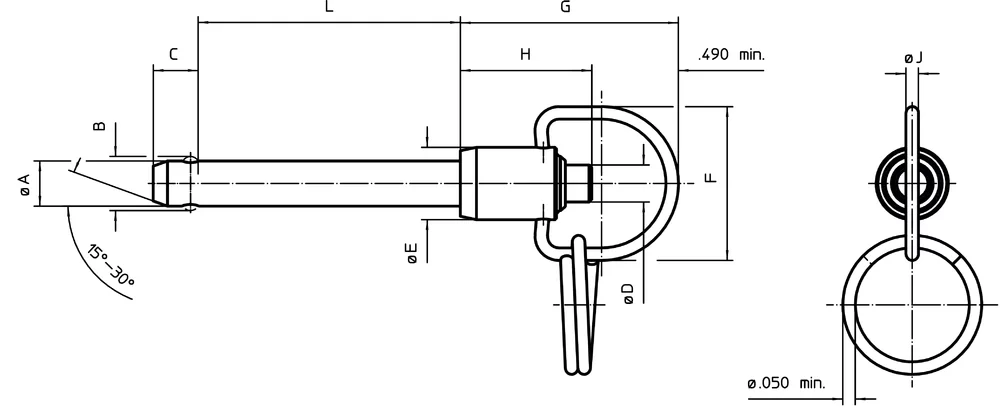 Ball Lock Pins with Ring Handle single acting - comply with NAS