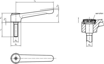                                             Adjustable Flat Tension Levers with screw, stainless steel
 IM0009716 Zeichnung en
