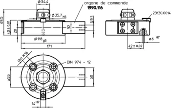                                             Éléments de centrage et bridage modulaires, hydrauliques, avec système anti-rotation
 IM0000627 Zeichnung fr
