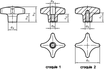                                             Boutons à croisillons similaire DIN 6335, inox A4
 IM0013662 Zeichnung fr
